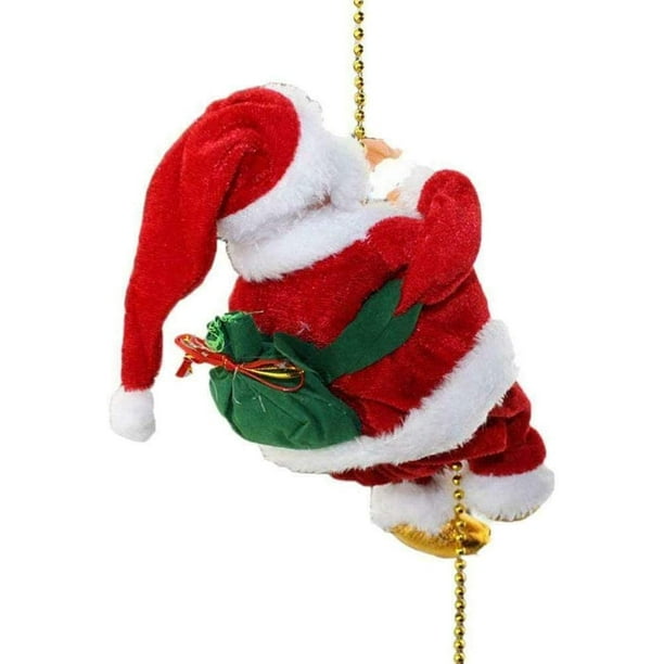 Electric Climbing Ladder Santa Claus Xmas Party Music Figurine Gift Toy Decor
